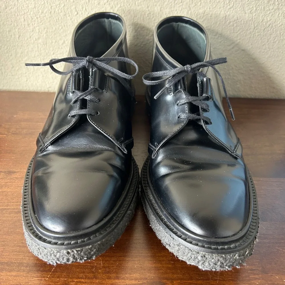 Adieu Boots Sz 42.5 US 9 9.5 Black Leather Chukka Portugal Crepe Sole Mens Ankle